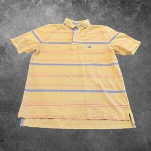 Brooks Brothers Polo Shirt Mens M Yellow Striped Perf Cotton Preppy Classic